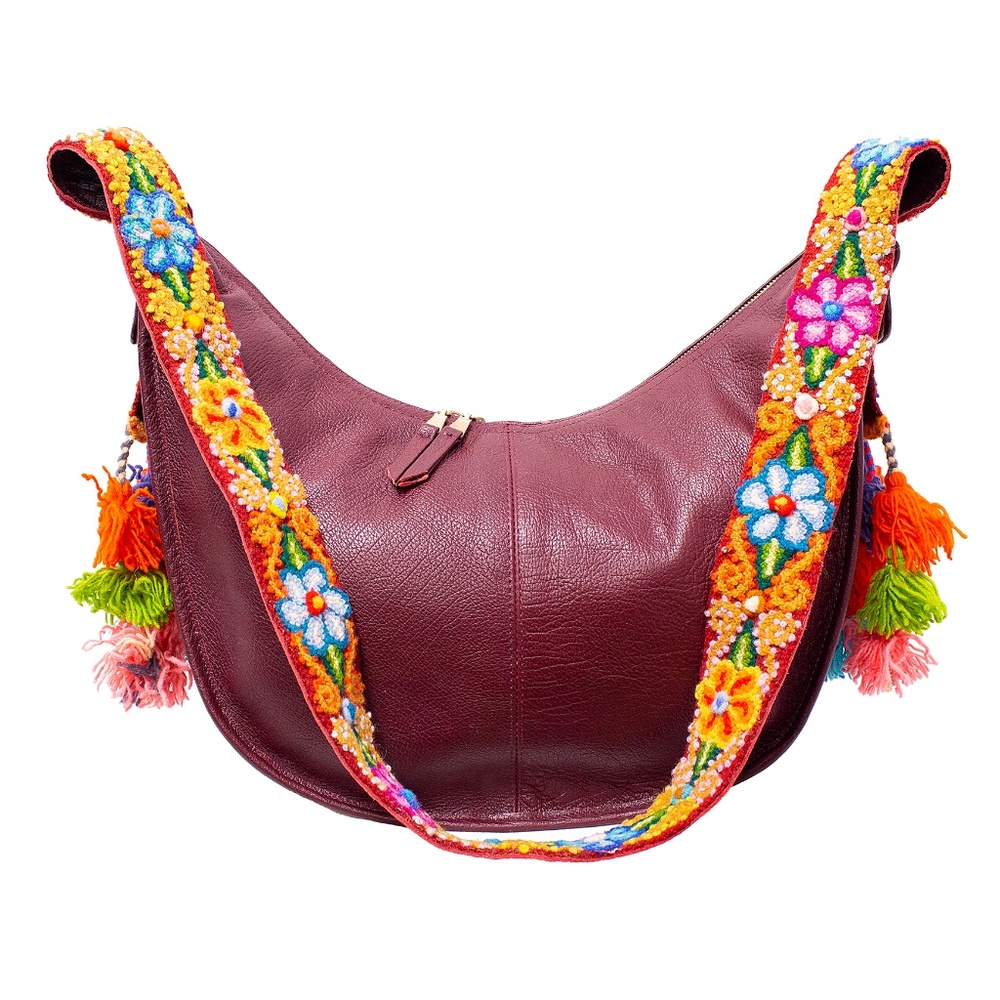 Cristina Orozco Burgundy Leather Luna Handbag